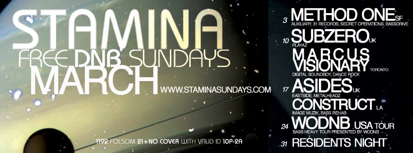 Stamina Sundays San Francisco DJ Construct & A-Sides